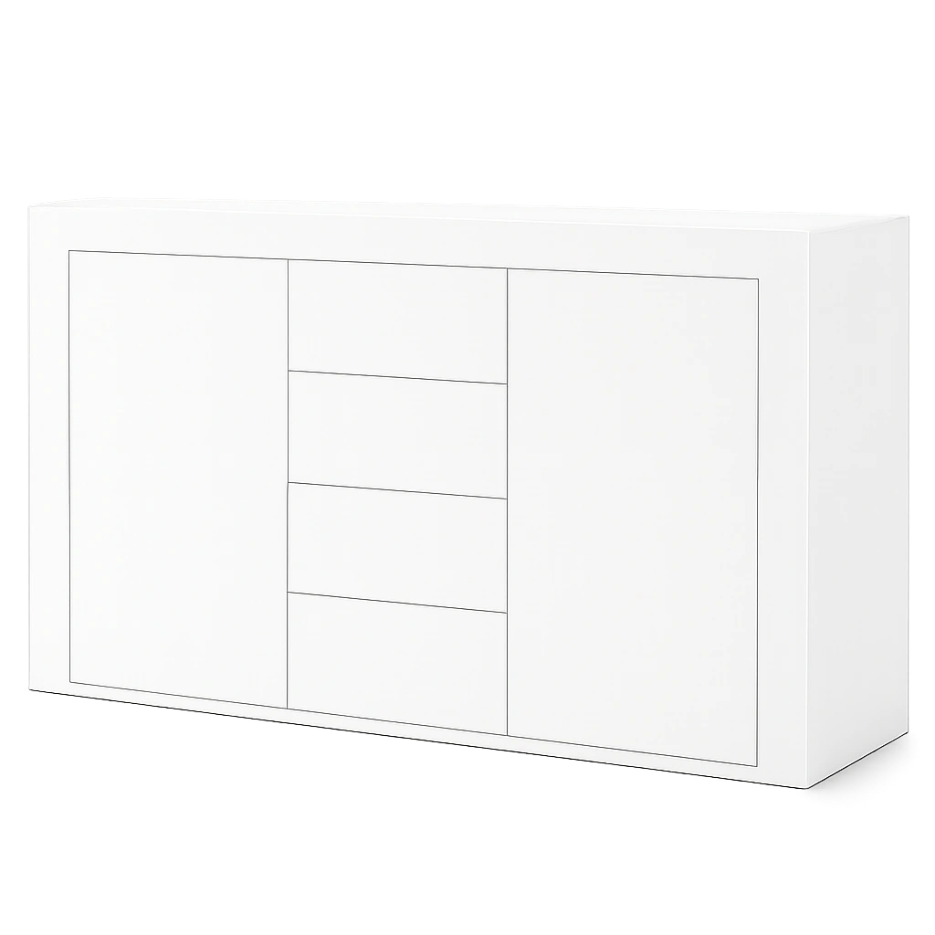 Aparador Moderno Blanco con Almacenamiento y Cajones para Comedor 120x36x69 cm