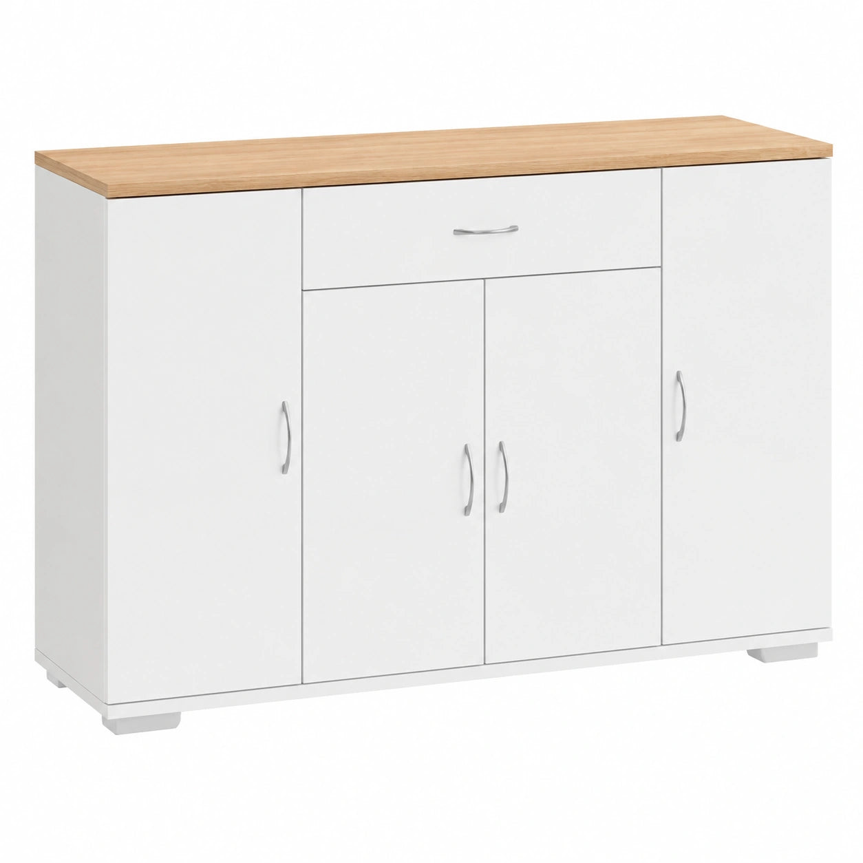 Aparador Blanco Moderno con 1 Cajón y 4 Puertas para Dormitorio y Sala de Estar