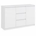 Aparador Moderno con Almacenamiento: 2 Puertas y 3 Cajones en Blanco, 120 x 40 x 75 cm