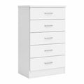 Cómoda de 5 Cajones Couple para Dormitorio, Blanco Mate, 50 cm Ancho