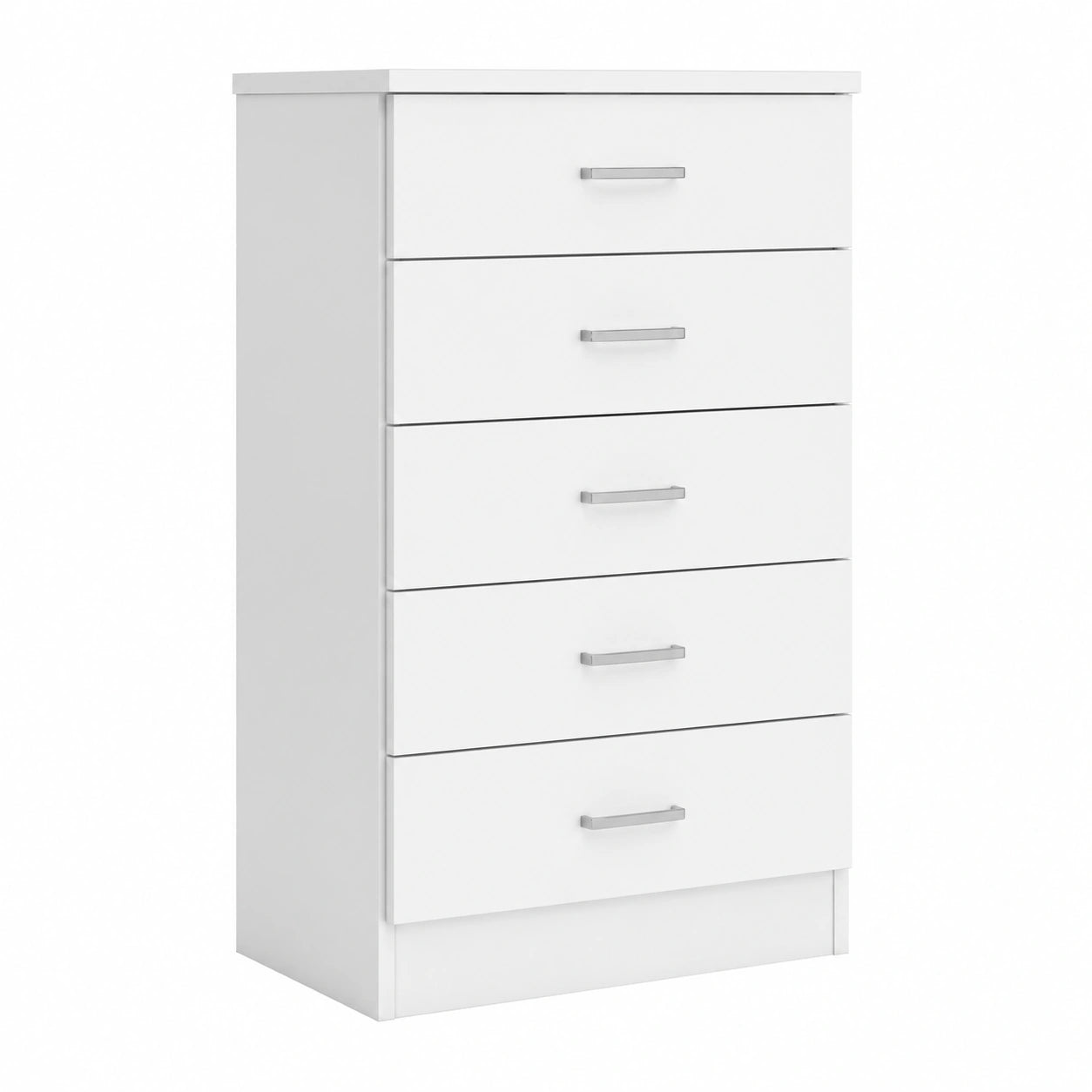 Cómoda de 5 Cajones Couple para Dormitorio, Blanco Mate, 50 cm Ancho