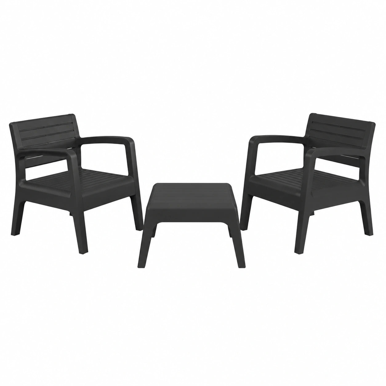 Set de Muebles de Jardín para Exterior Miami - Conjunto de 2 Plazas en Grafito, Hecho en España con Materiales Reciclados
