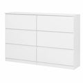 Cajonera Blanca de 6 Cajones para Dormitorio, Estilo Moderna, 120x30x75cm