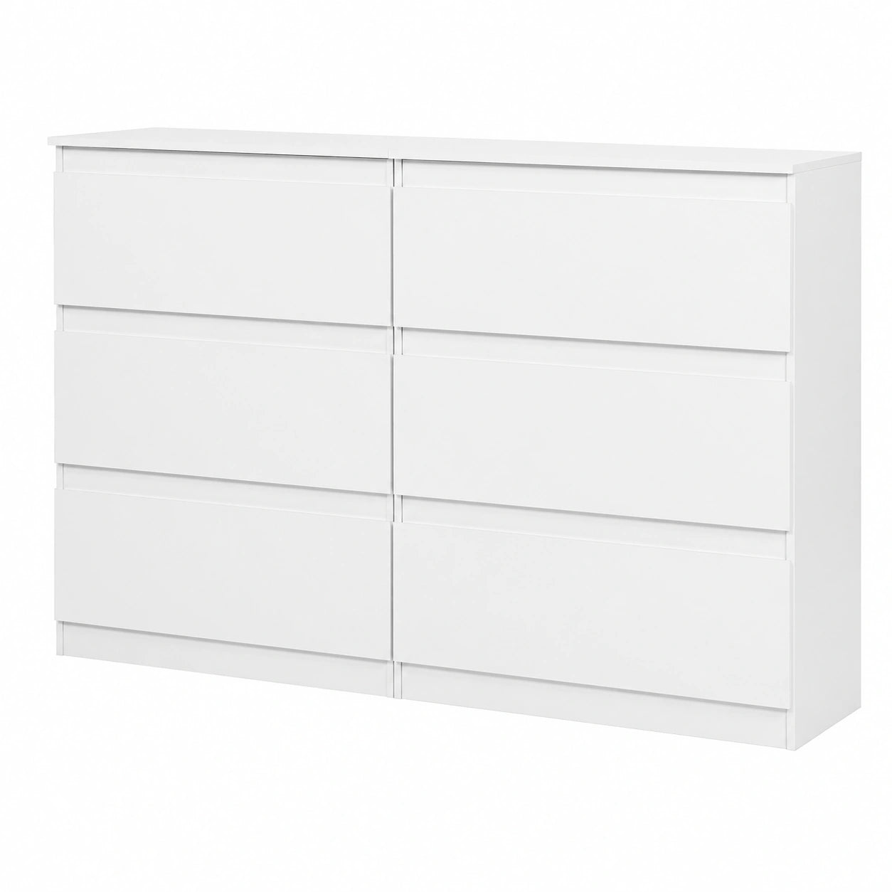 Cajonera Blanca de 6 Cajones para Dormitorio, Estilo Moderna, 120x30x75cm