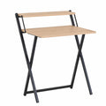 Escritorio Compacto Plegable de Madera y Metal con Estante Superior
