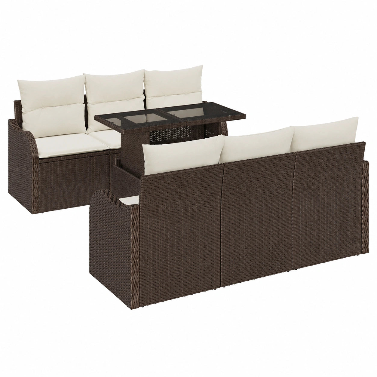 Set de Sofás de Jardín Modular de 8 Piezas con Cojines, Marrón