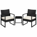 Conjunto de Mesa y Sillas de Ratán para Exterior con Cojines Impermeables Beige