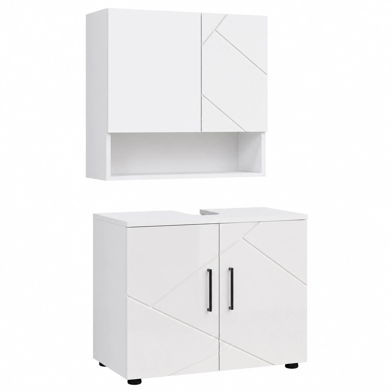 Conjunto de Muebles de Baño Irma Blanco Brillante 80 cm con Espejo y Mueble Inferior