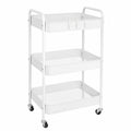 Carro de Almacenamiento de Cocina 3 Niveles con Ruedas, Blanco, Multiusos para Hogar y Restaurante
