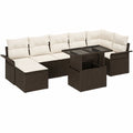 Conjunto Modular de Sofás Jardín 8 Piezas, Rattan Marrón y Cojines, Uso Interior/Exterior