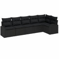 Conjunto Modular de Sofá de Jardín 6 Piezas, Ratán Sintético Negro, Cojines Incluidos