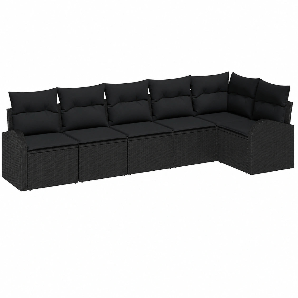 Conjunto Modular de Sofá de Jardín 6 Piezas, Ratán Sintético Negro, Cojines Incluidos
