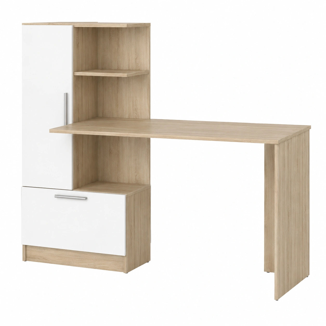Escritorio Tomy Vicco, Roble Sonoma/Blanco, 150x59 cm, con Estantes Abiertos para Almacenamiento Eficiente