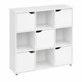 Estantería Modular Blanca 90x90x29 cm con Puertas y Compartimentos Abiertos