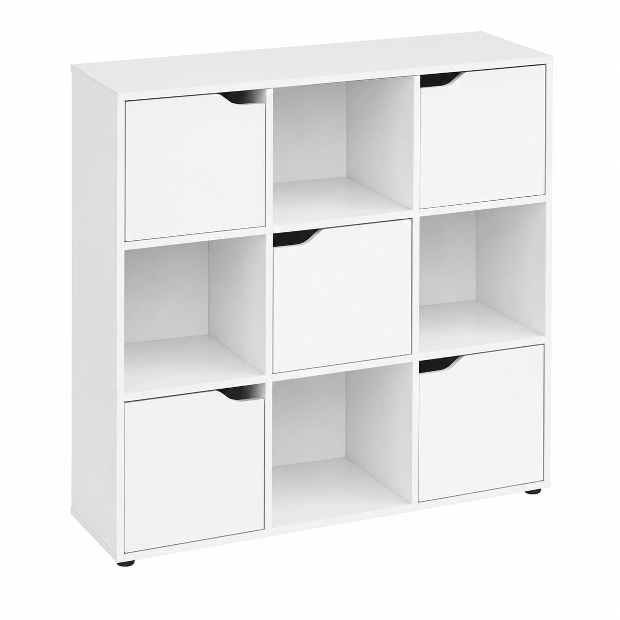 Estantería Modular Blanca 90x90x29 cm con Puertas y Compartimentos Abiertos