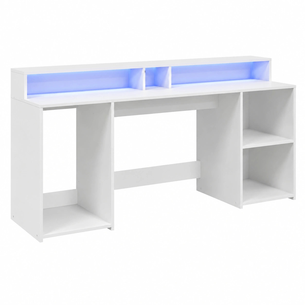 Escritorio con LED Blanco de Madera Compuesta 200x55x91 cm vidaXL