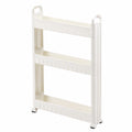 Carro de Almacenamiento 3 Niveles con Ruedas, Organizador Delgado para Cocina, Baño y Lavandería, Color Blanco, Ancho 10 cm