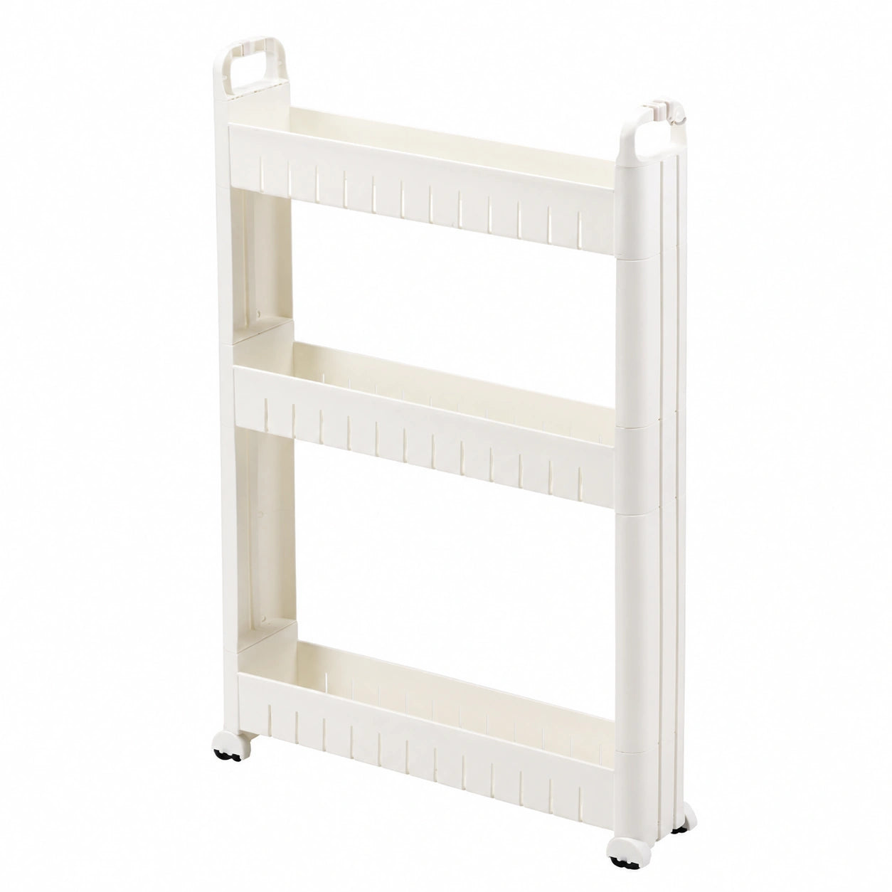 Carro de Almacenamiento 3 Niveles con Ruedas, Organizador Delgado para Cocina, Baño y Lavandería, Color Blanco, Ancho 10 cm