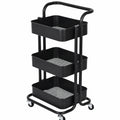 Carro de Cocina Metálico Negro con Ruedas y 3 Cajones