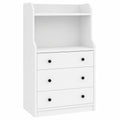 Mueble de Almacenaje GOPLUS con 3 Cajones y Estantes Abiertos, Sistema Antivuelco, para Dormitorio, Salón u Oficina, 58x36x111cm