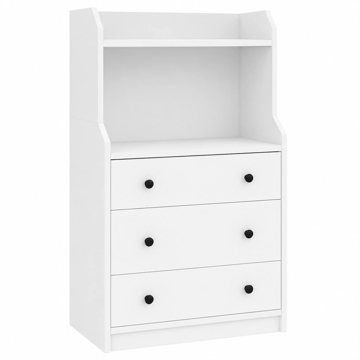 Mueble de Almacenaje GOPLUS con 3 Cajones y Estantes Abiertos, Sistema Antivuelco, para Dormitorio, Salón u Oficina, 58x36x111cm