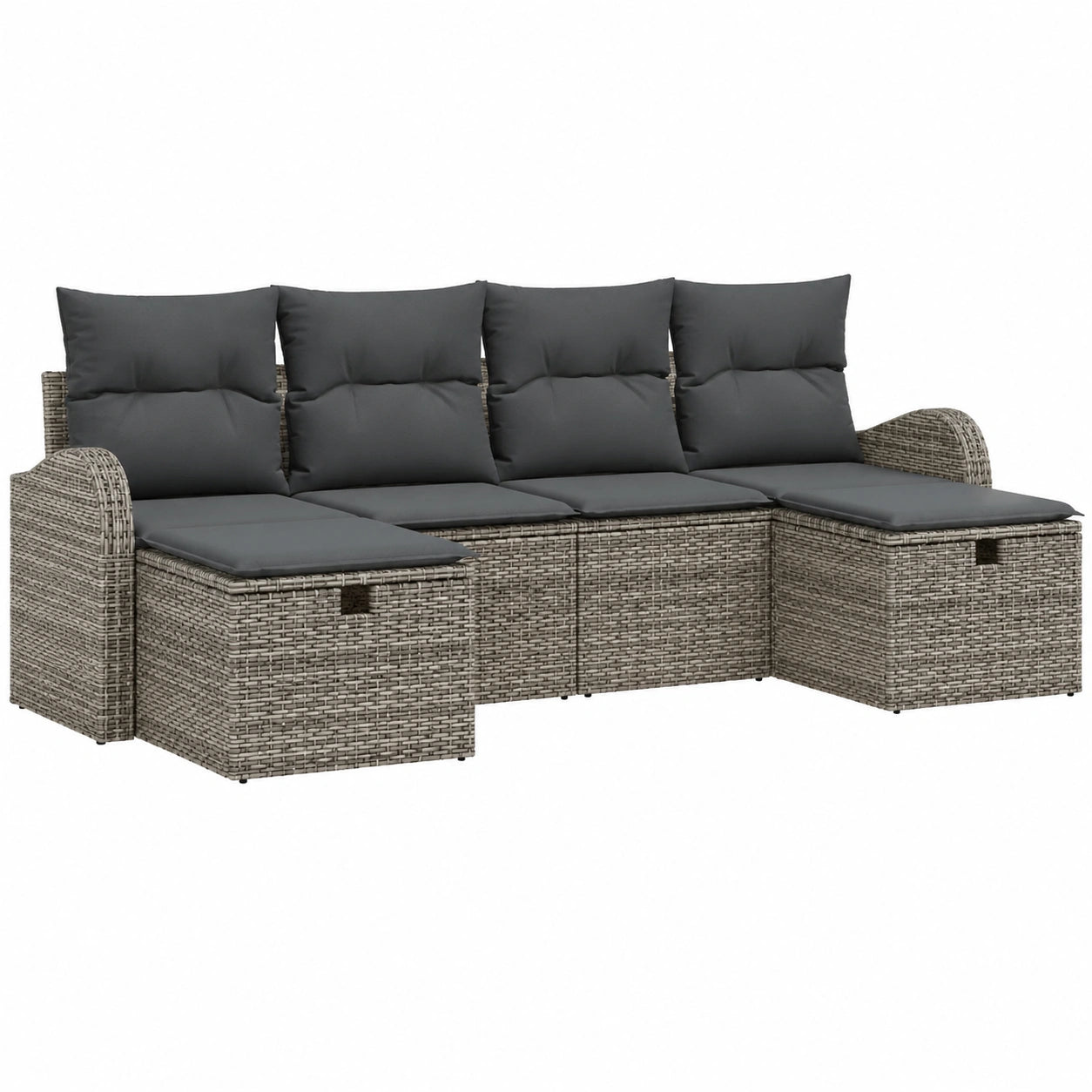 Conjunto Modular de Sofá de Jardín 6 Piezas con Cojines, Gris, Resistente al Clima
