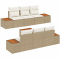 Conjunto de Sofás Modulares de Jardín 7 Piezas Beige y Blanco con Cojines