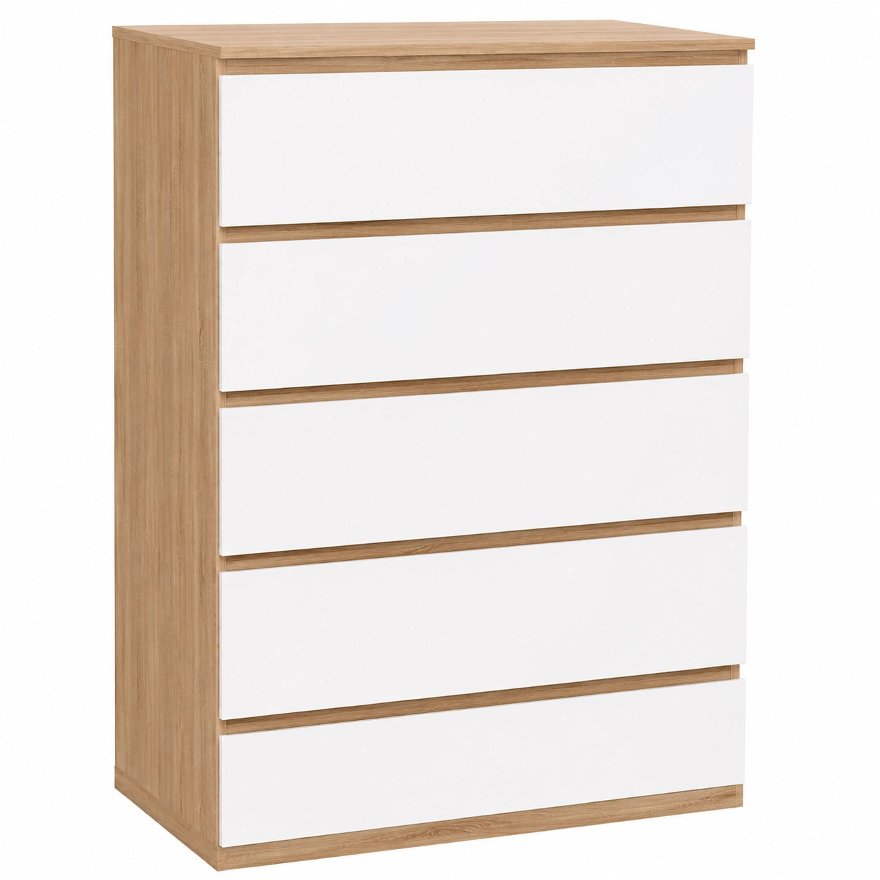 Cajonera de 5 Cajones TOMI, 60 cm, Roble y Blanco, IDMarket