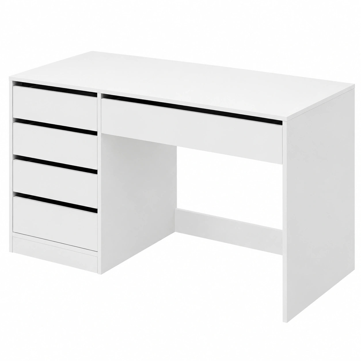Mesa de Oficina Multifuncional con Cajones, Escritorio para Estudio, Maquillaje y Dormitorio, Color Blanco