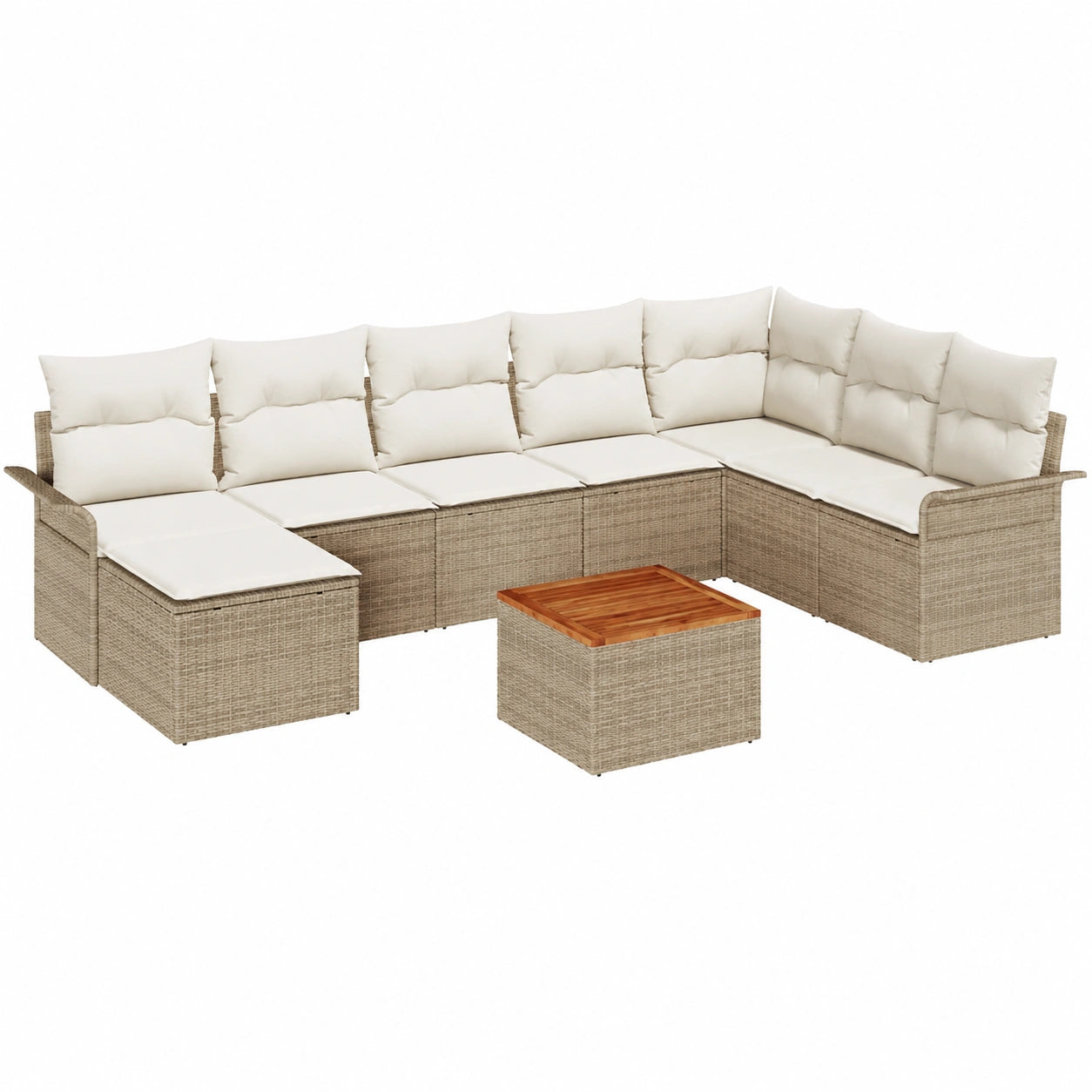 Conjunto Modular de Sofás de Jardín de Ratán Sintético Beige para 6 Personas