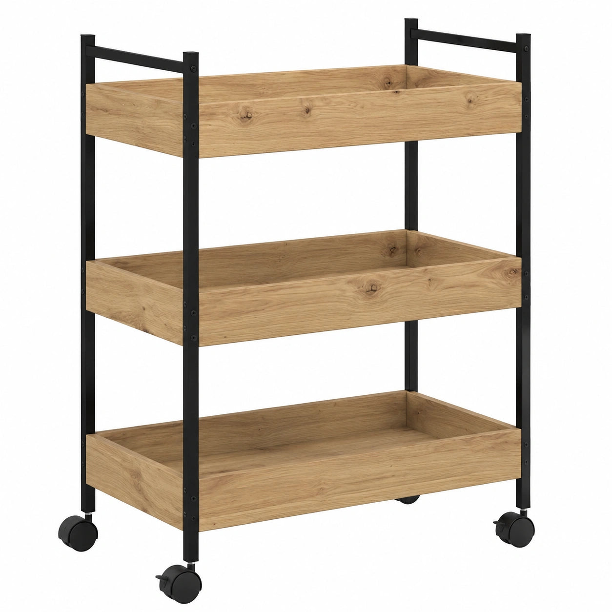Carro de Cocina de Roble con Ruedas, 50x30x70 cm, Almacenamiento Moderno y Duradero