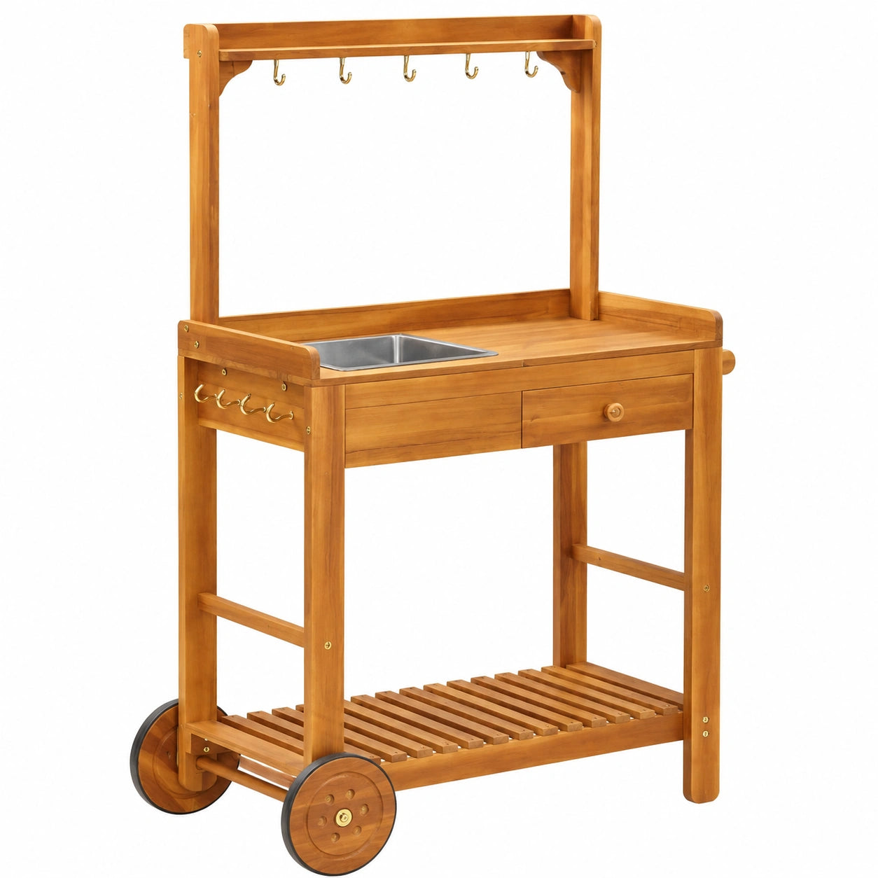 Mueble Auxiliar de Cocina con Ruedas de Madera de Acacia, vidaXL