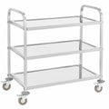 Carro de Servicio para Cocina con Ruedas y 3 Bandejas, 480 kg de Capacidad