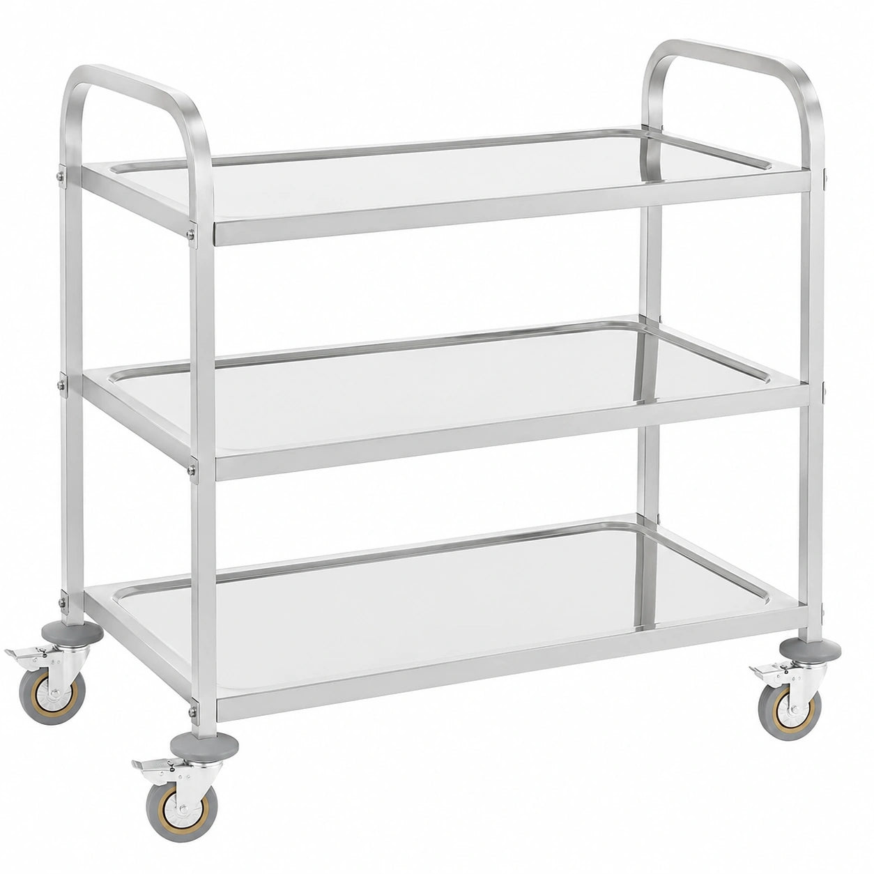 Carro de Servicio para Cocina con Ruedas y 3 Bandejas, 480 kg de Capacidad