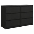 Cómoda de Dormitorio Moderna 6 Cajones, 138x78 cm, Negro
