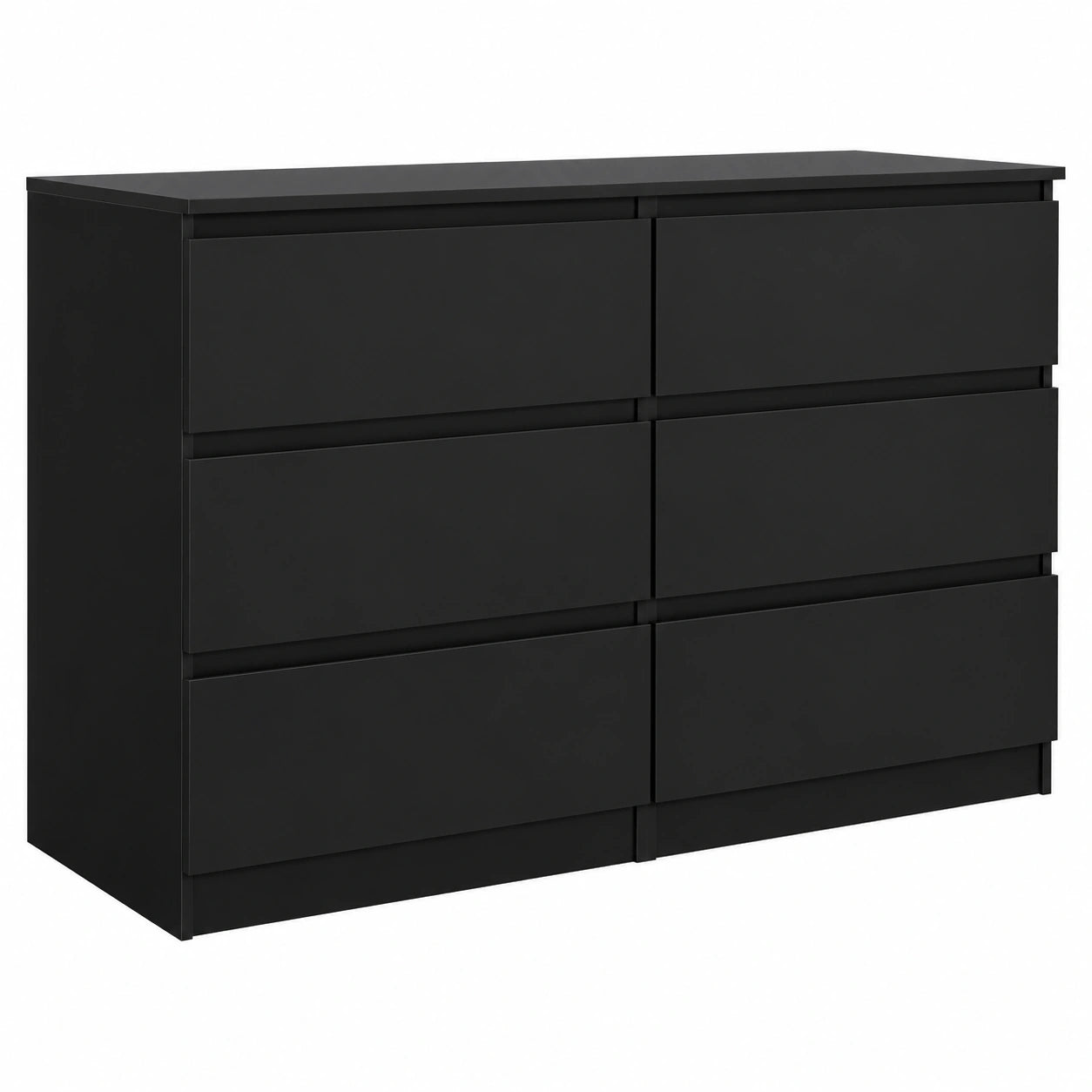 Cómoda de Dormitorio Moderna 6 Cajones, 138x78 cm, Negro