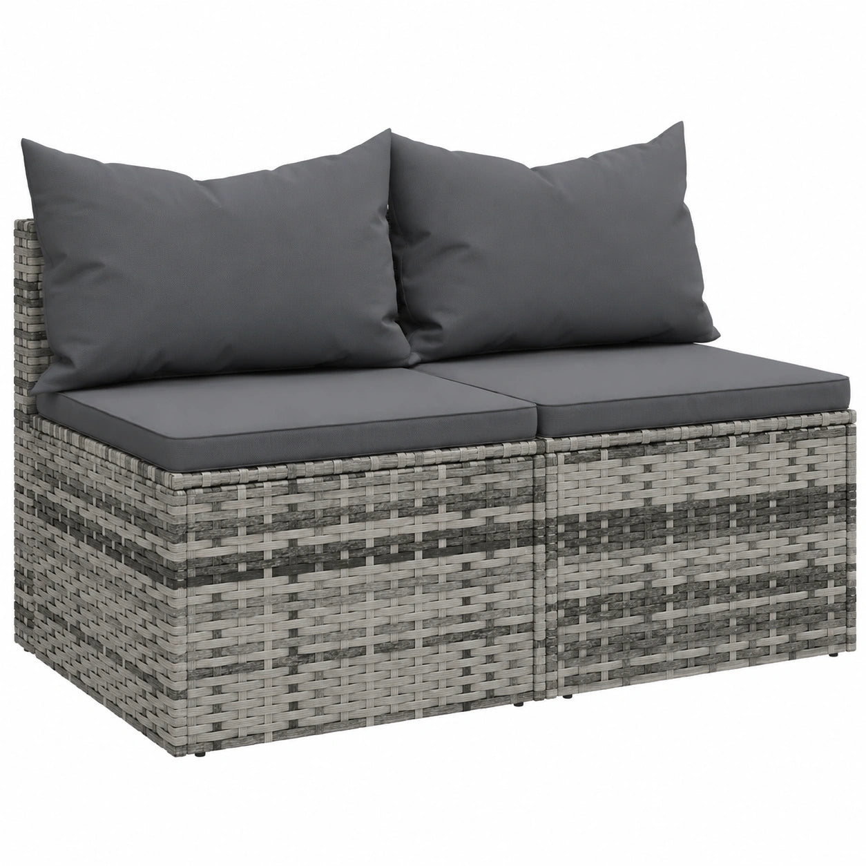 Conjunto de Sofás para Jardín con Cojines, Ratán Sintético, Gris, 2 Piezas