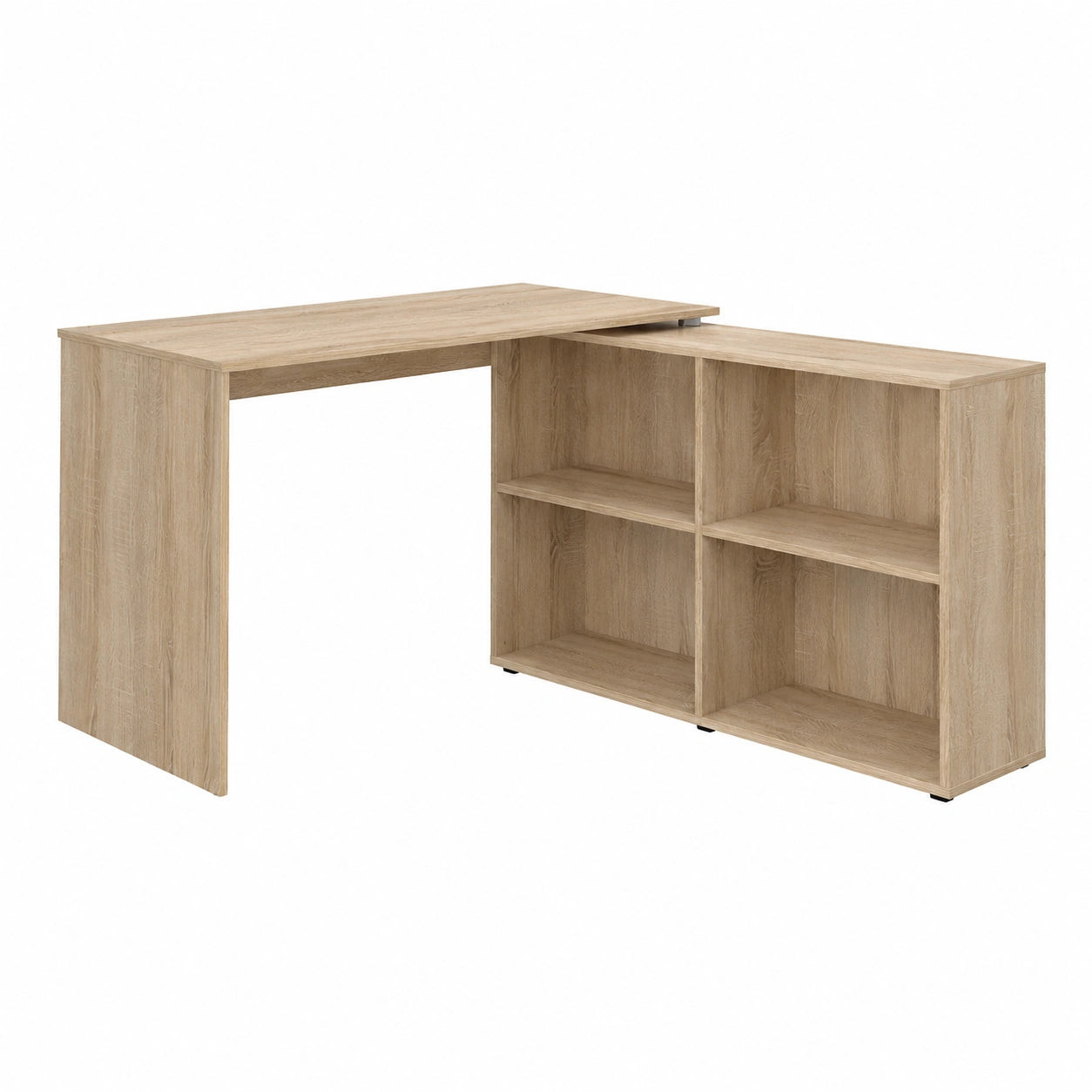 Escritorio de Esquina FlexPlus con Estante Abierto, Ajustable, 137x60 cm, Sonoma