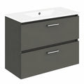 Set de Muebles de Baño Baikal, Suspendido, Varias Medidas y Acabados, Incluye Lavabo Gris Oscuro 80/36 cm