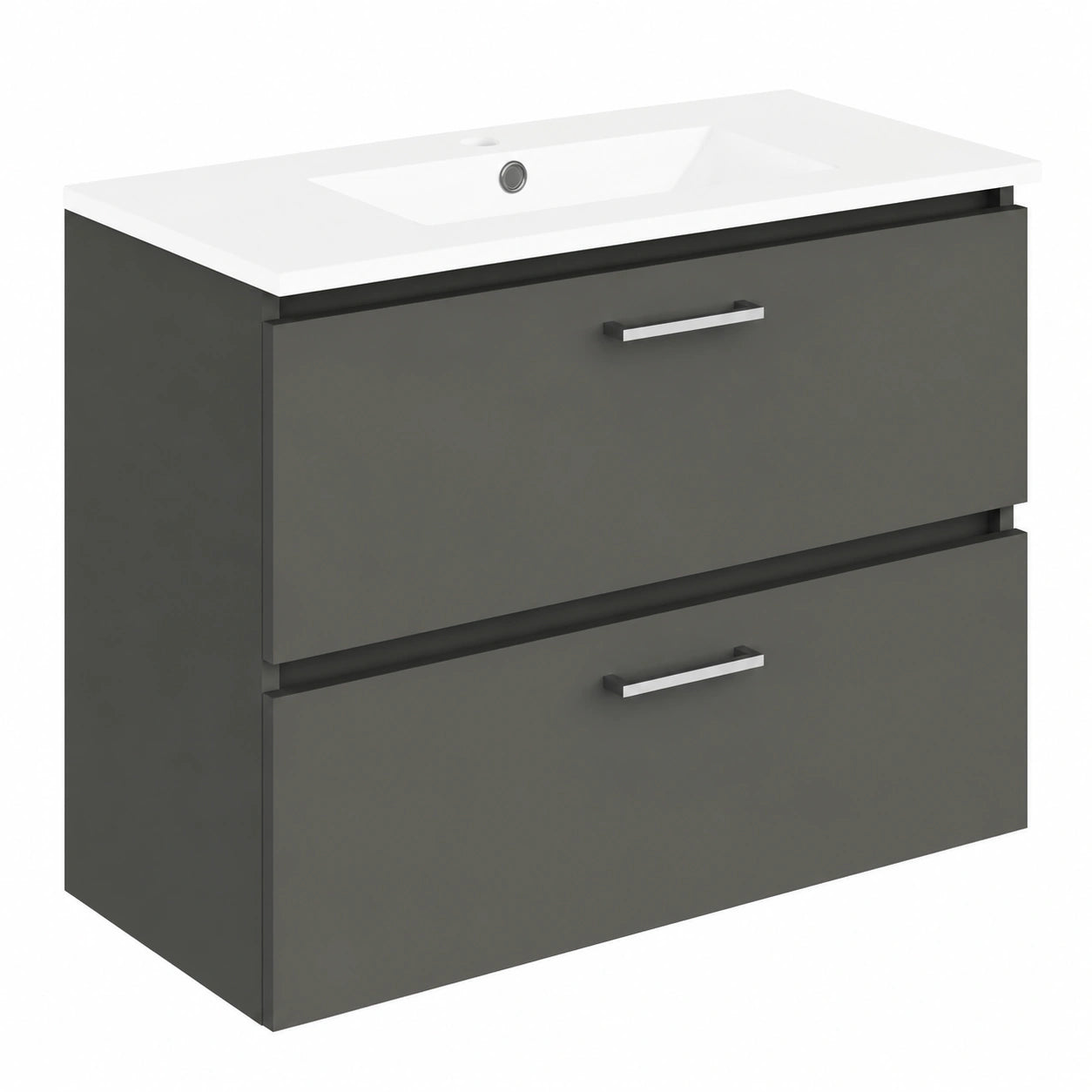 Set de Muebles de Baño Baikal, Suspendido, Varias Medidas y Acabados, Incluye Lavabo Gris Oscuro 80/36 cm